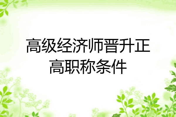 高级经济师晋升正高职称条件