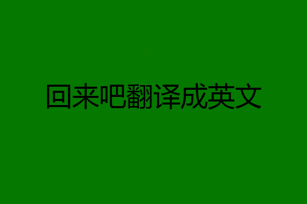 回来吧翻译成英文