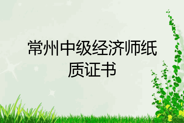 常州中级经济师纸质证书