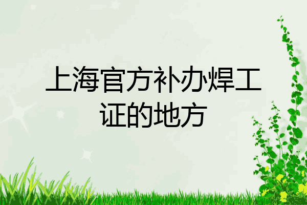 上海官方补办焊工证的地方