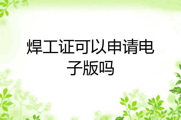 焊工证可以申请电子版吗