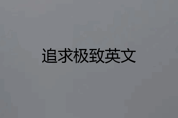 追求极致英文