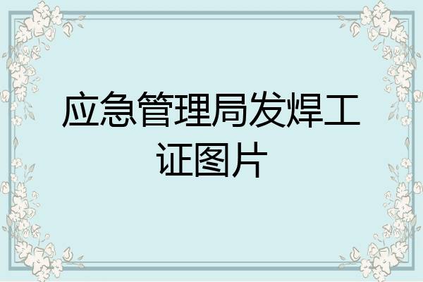 应急管理局发焊工证图片