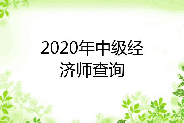 2020年中级经济师查询