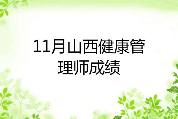 11月山西健康管理师成绩