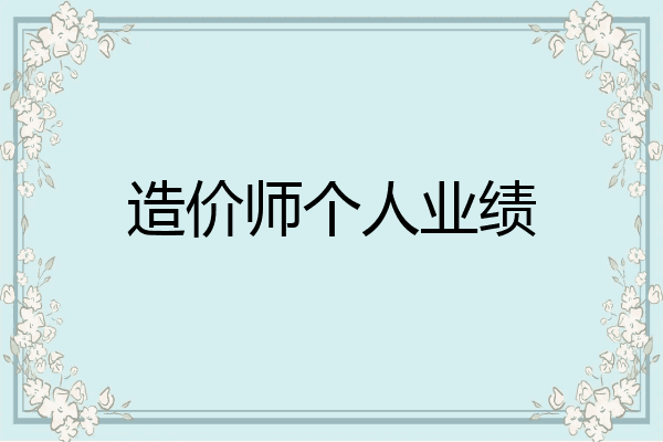 造价师个人业绩