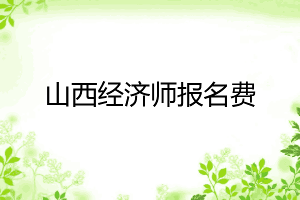 山西经济师报名费