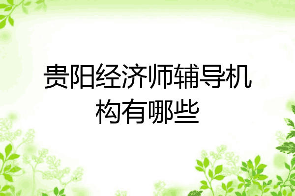 贵阳经济师辅导机构有哪些