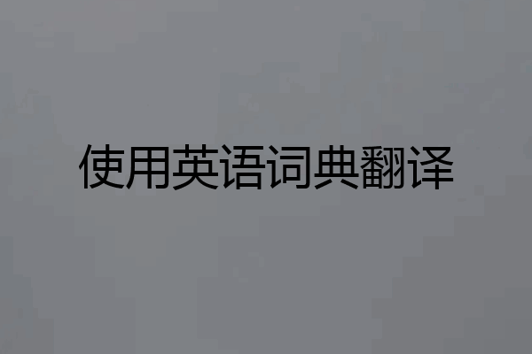 使用英语词典翻译