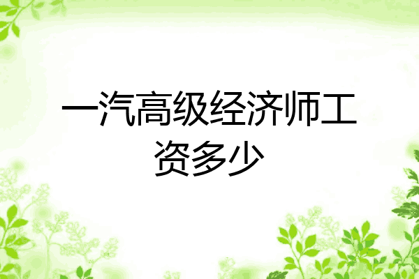 一汽高级经济师工资多少