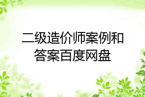 二级造价师案例和答案百度网盘