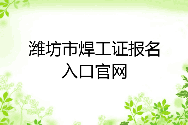 潍坊市焊工证报名入口官网