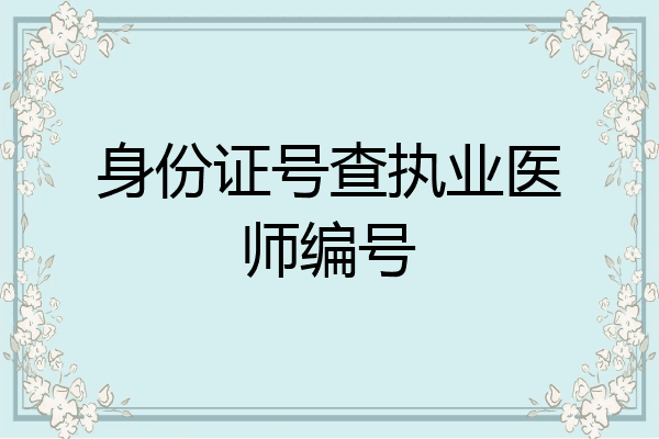 身份证号查执业医师编号