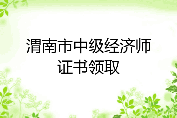 渭南市中级经济师证书领取