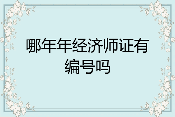 哪年年经济师证有编号吗