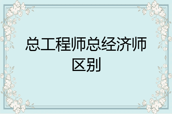 总工程师总经济师区别