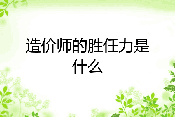 造价师的胜任力是什么