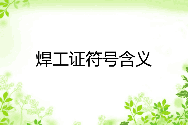 焊工证符号含义