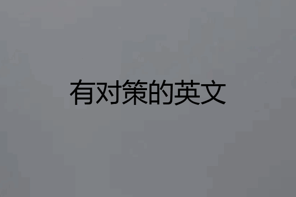 有对策的英文