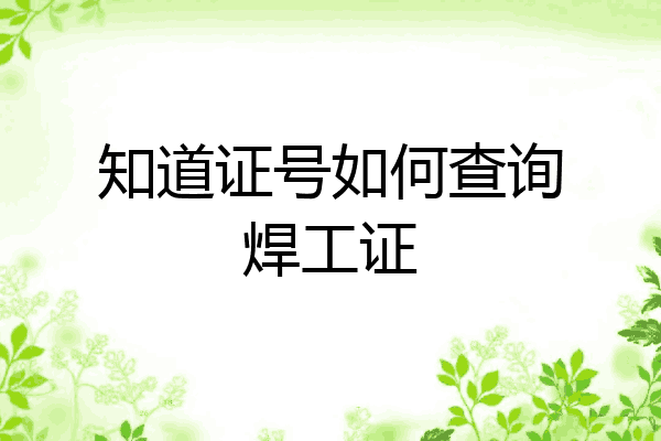 知道证号如何查询焊工证