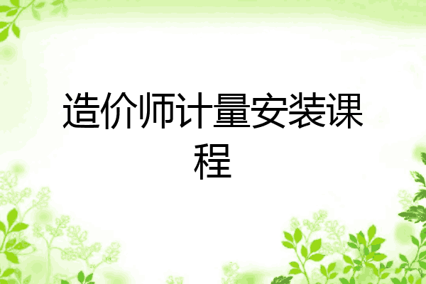 造价师计量安装课程