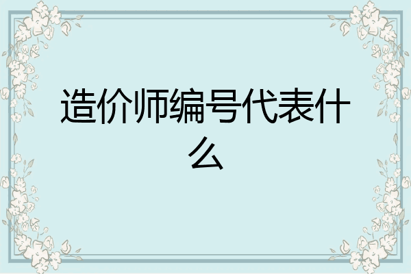 造价师编号代表什么