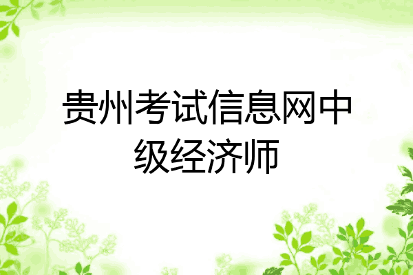 贵州考试信息网中级经济师