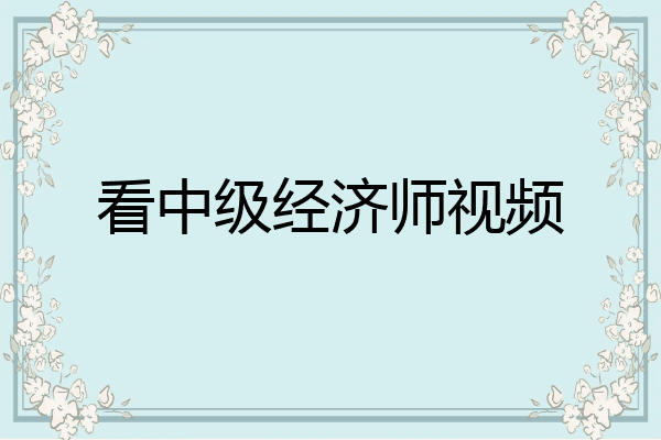 看中级经济师视频