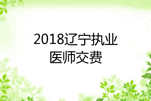 2018辽宁执业医师交费