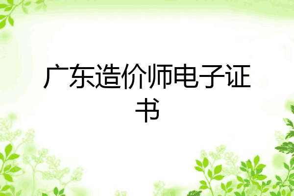 广东造价师电子证书