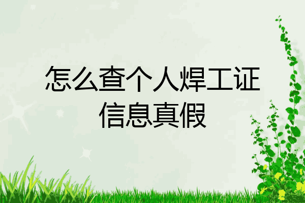 怎么查个人焊工证信息真假