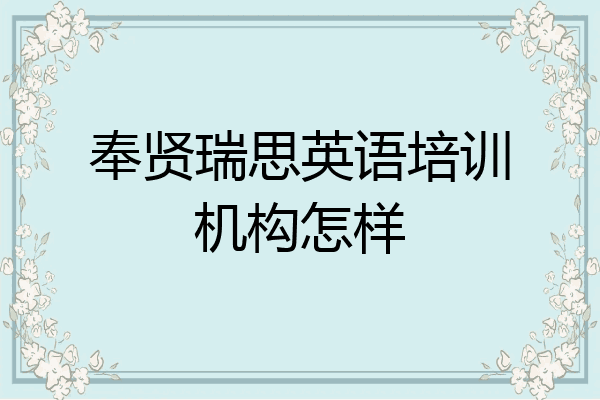 奉贤瑞思英语培训机构怎样