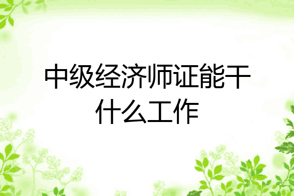 中级经济师证能干什么工作