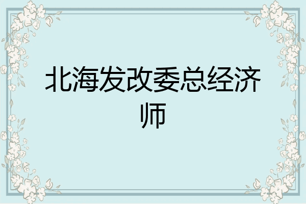北海发改委总经济师