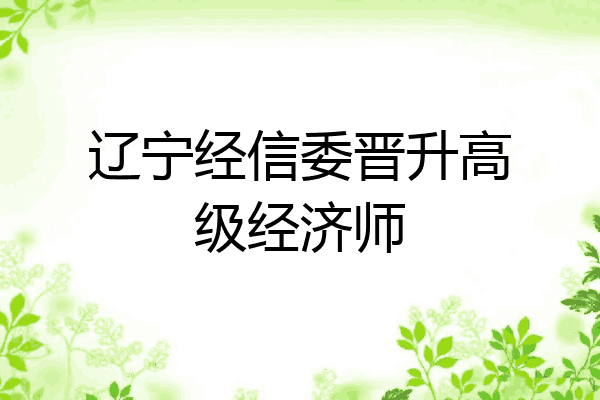 辽宁经信委晋升高级经济师