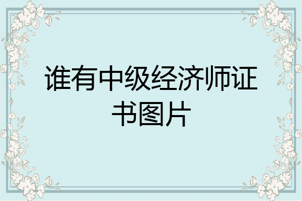 谁有中级经济师证书图片