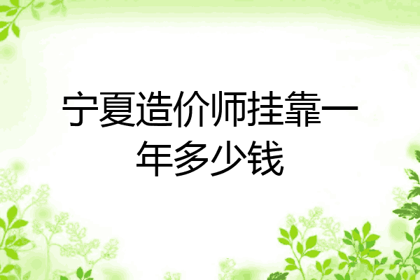 宁夏造价师挂靠一年多少钱
