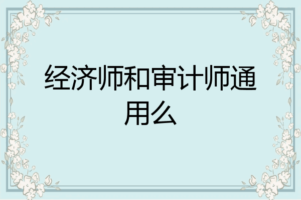 经济师和审计师通用么