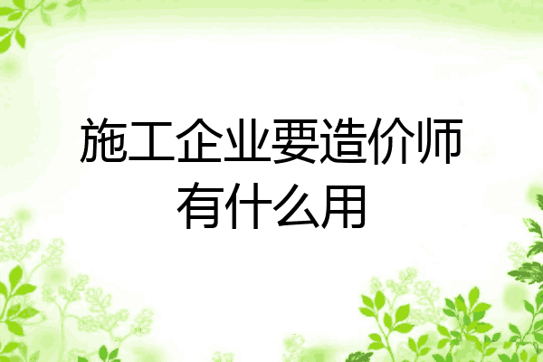 施工企业要造价师有什么用