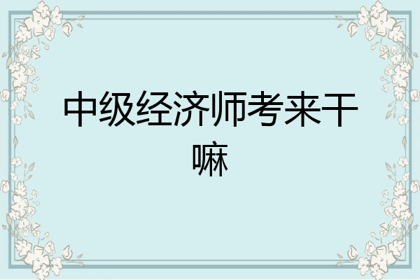 中级经济师考来干嘛