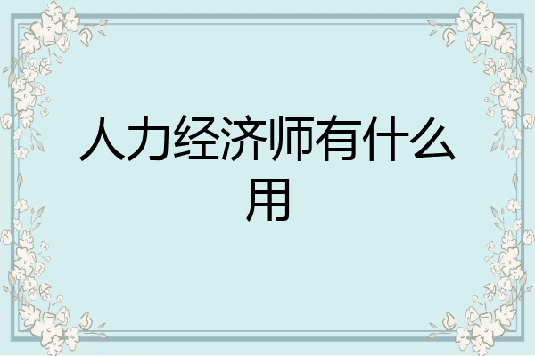 人力经济师有什么用