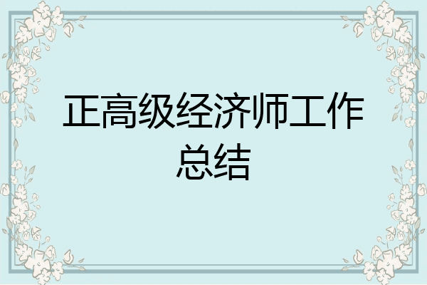 正高级经济师工作总结