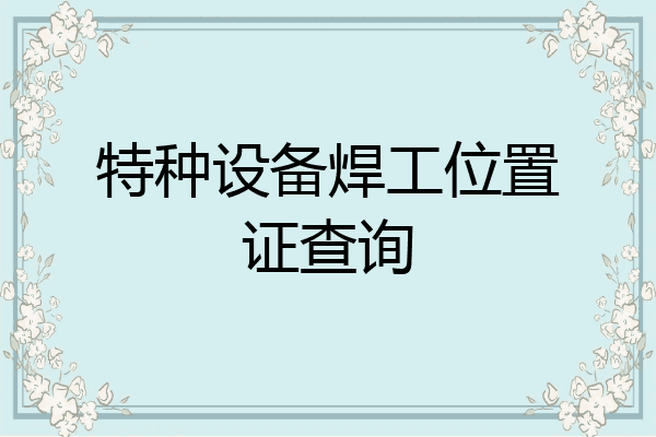 特种设备焊工位置证查询