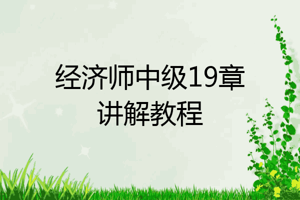 经济师中级19章讲解教程