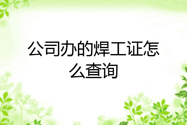 公司办的焊工证怎么查询
