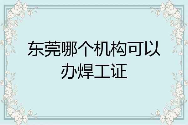 东莞哪个机构可以办焊工证