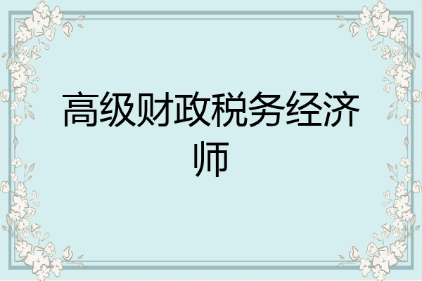高级财政税务经济师