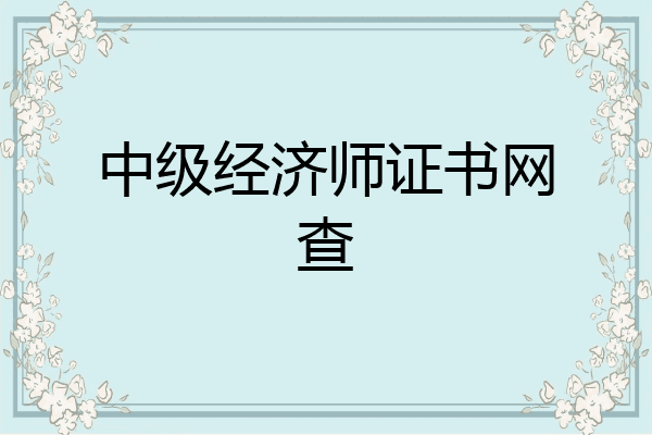 中级经济师证书网查