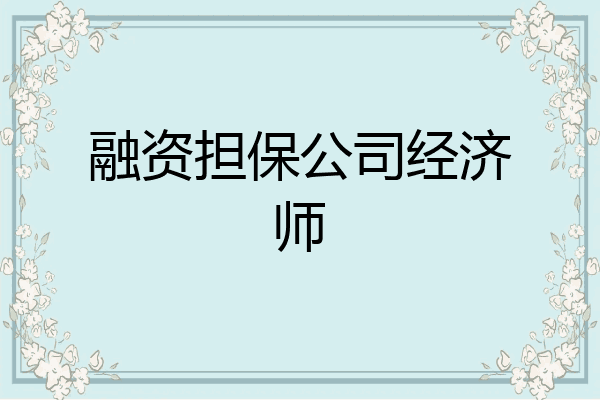 融资担保公司经济师
