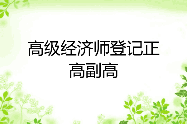 高级经济师登记正高副高